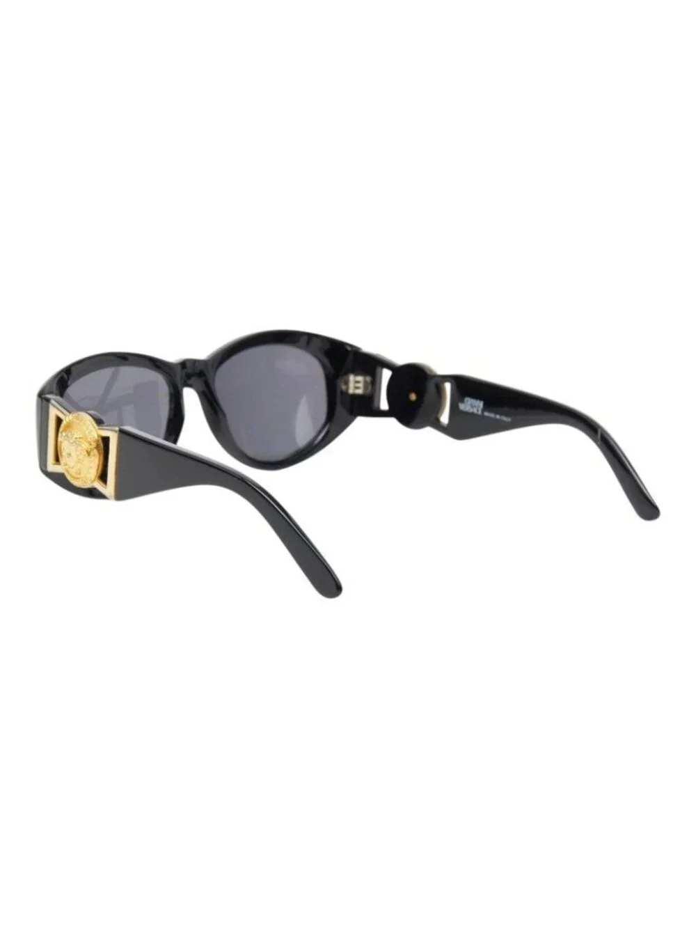 Versace Side Medusa Sunglasses Black Gold Acetate Eyewear
